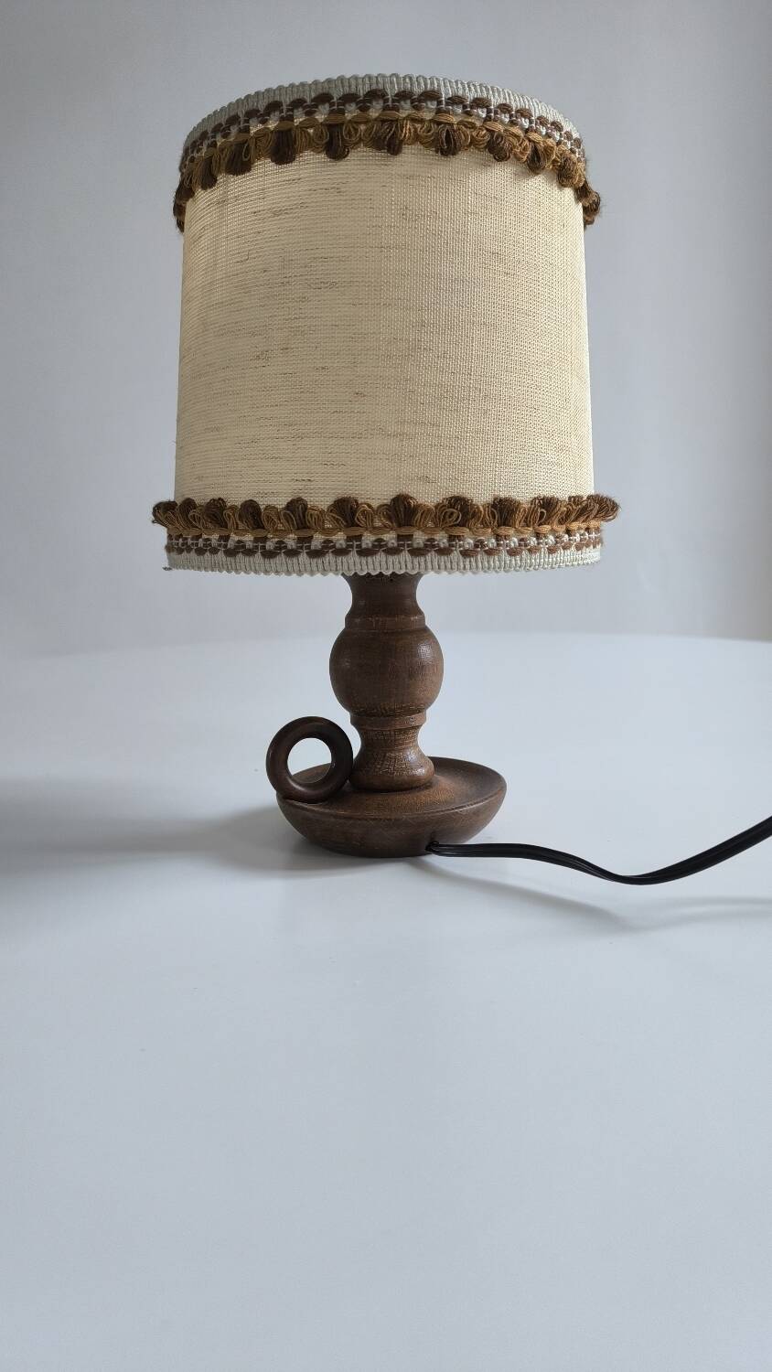 1950s turned wood table lamp