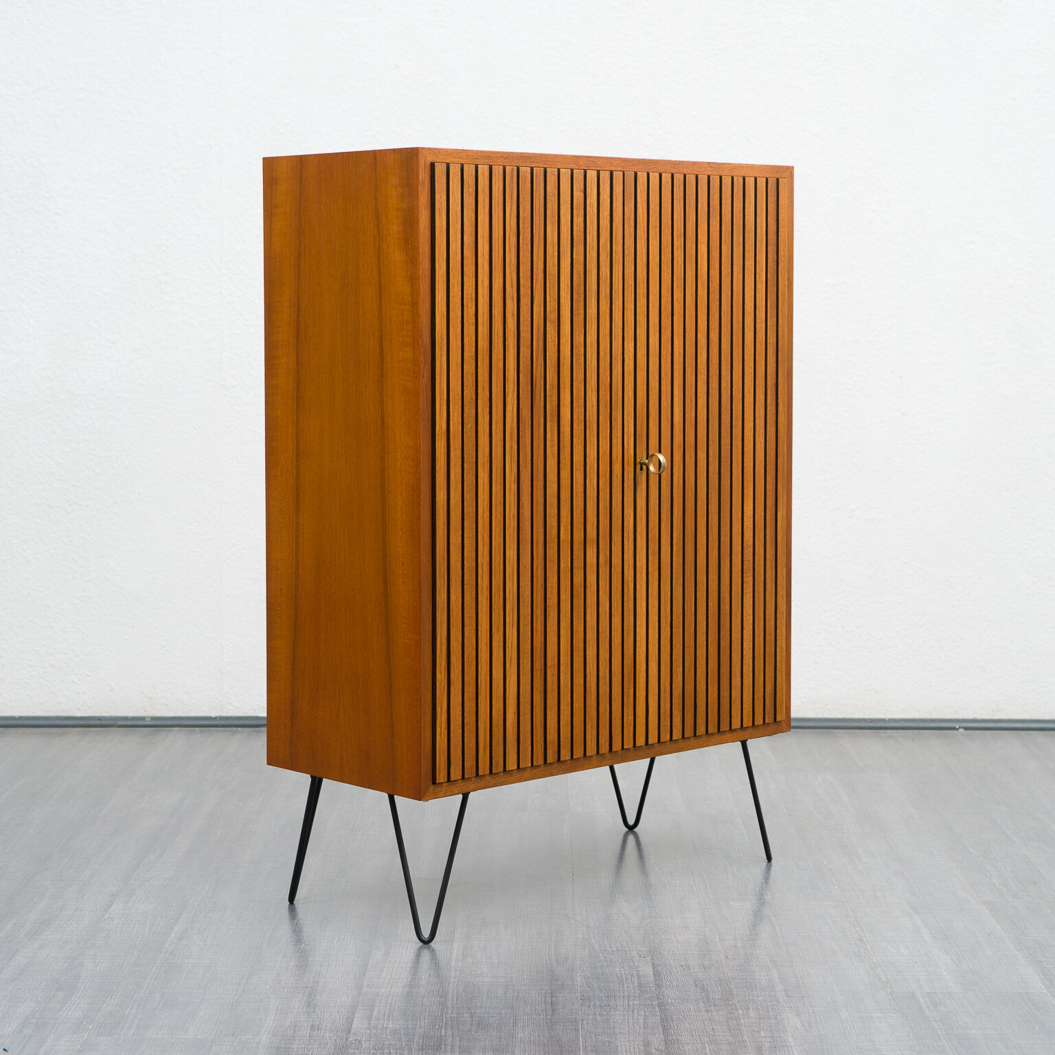 Wardrobe, teak, vintage, ridged doors