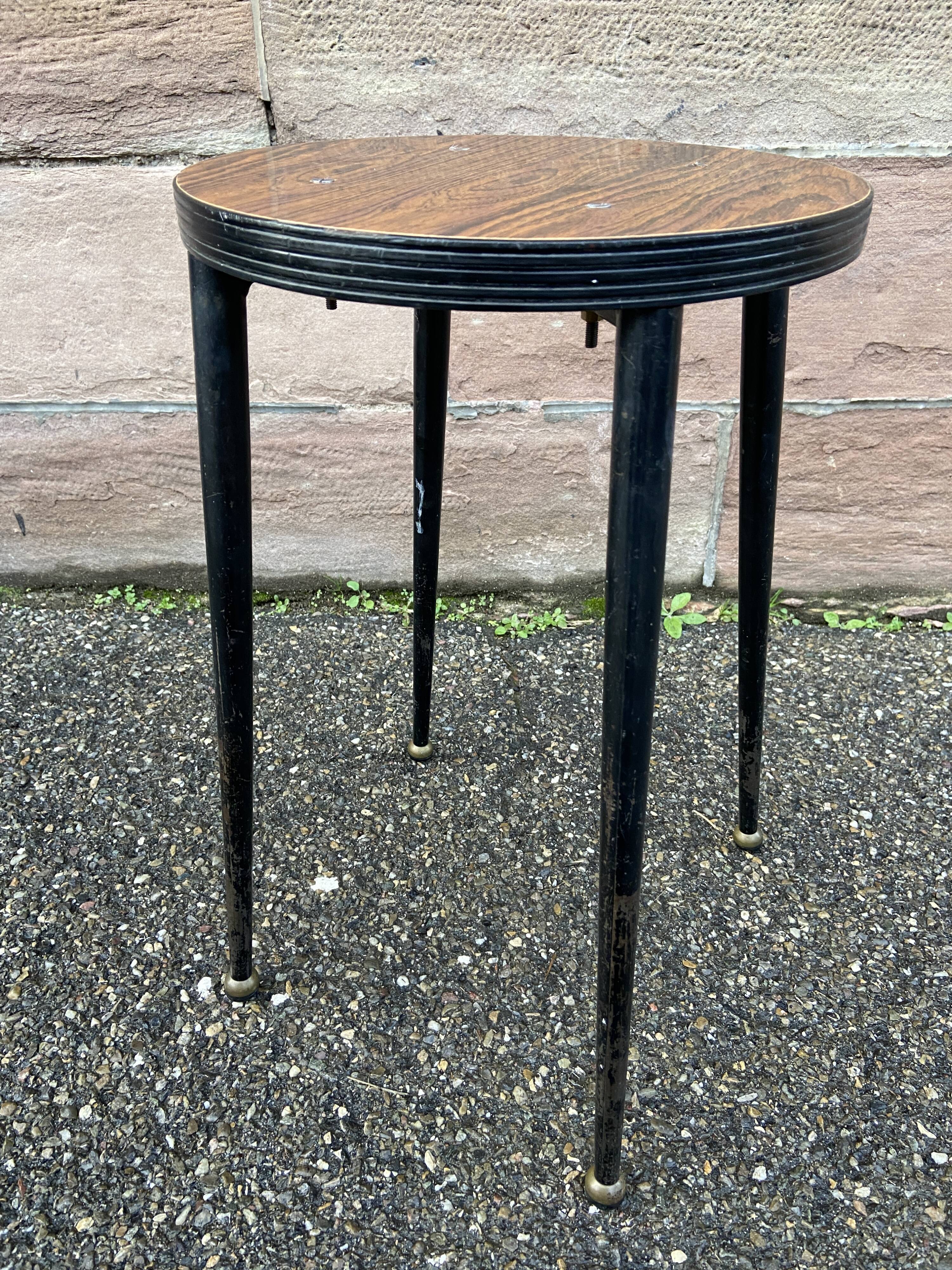 Vintage Scandinavian metal & formica stool 60s