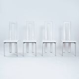 Italian Ycami white leather sculptural highback chairs, 1980s