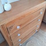 Oak and porcelain chest of drawers