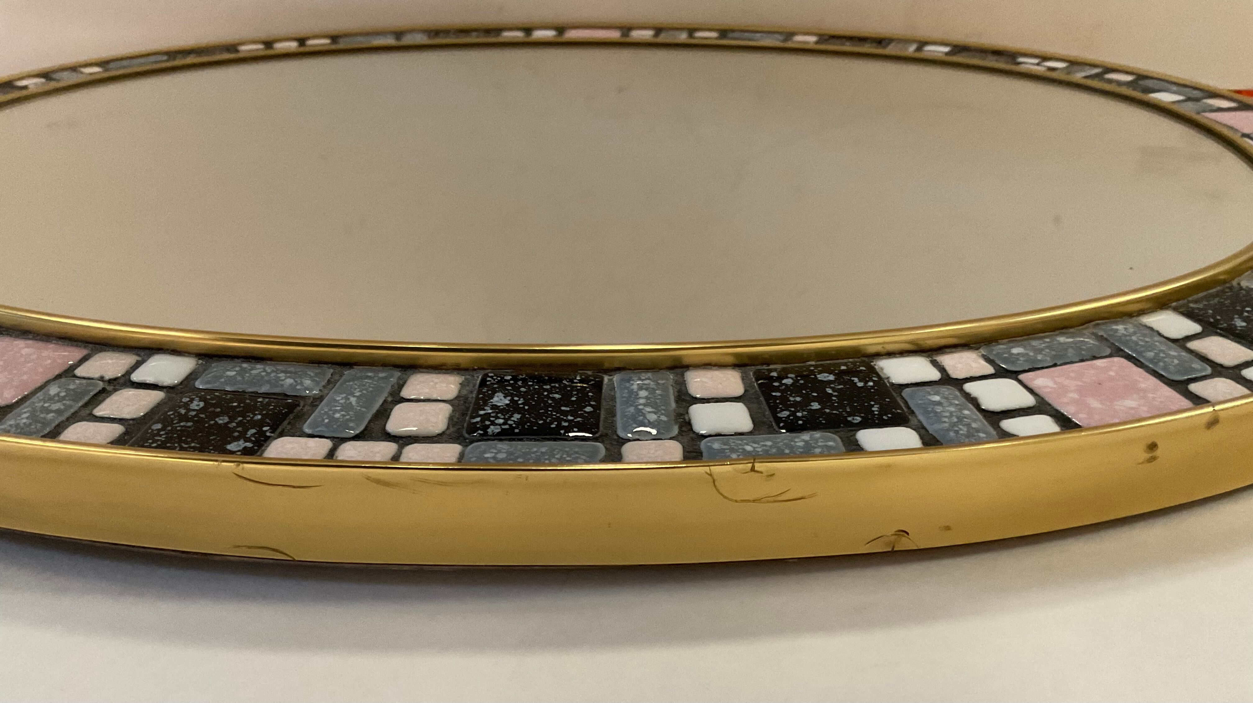 Vintage oval ceramic mirror