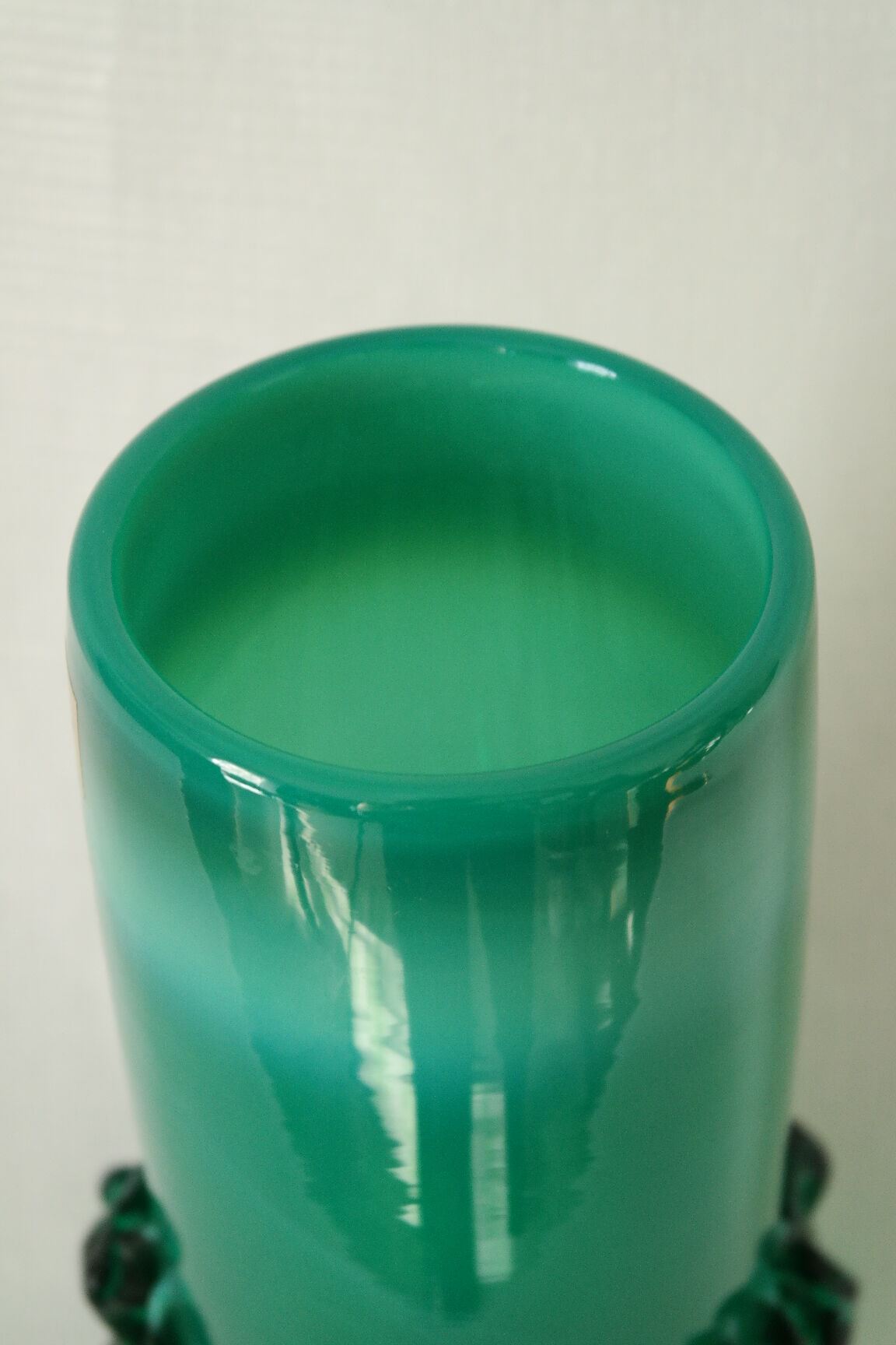 Vintage green blown glass vase, Poland