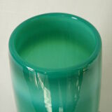 Vase en verre soufflé vert vintage, Pologne