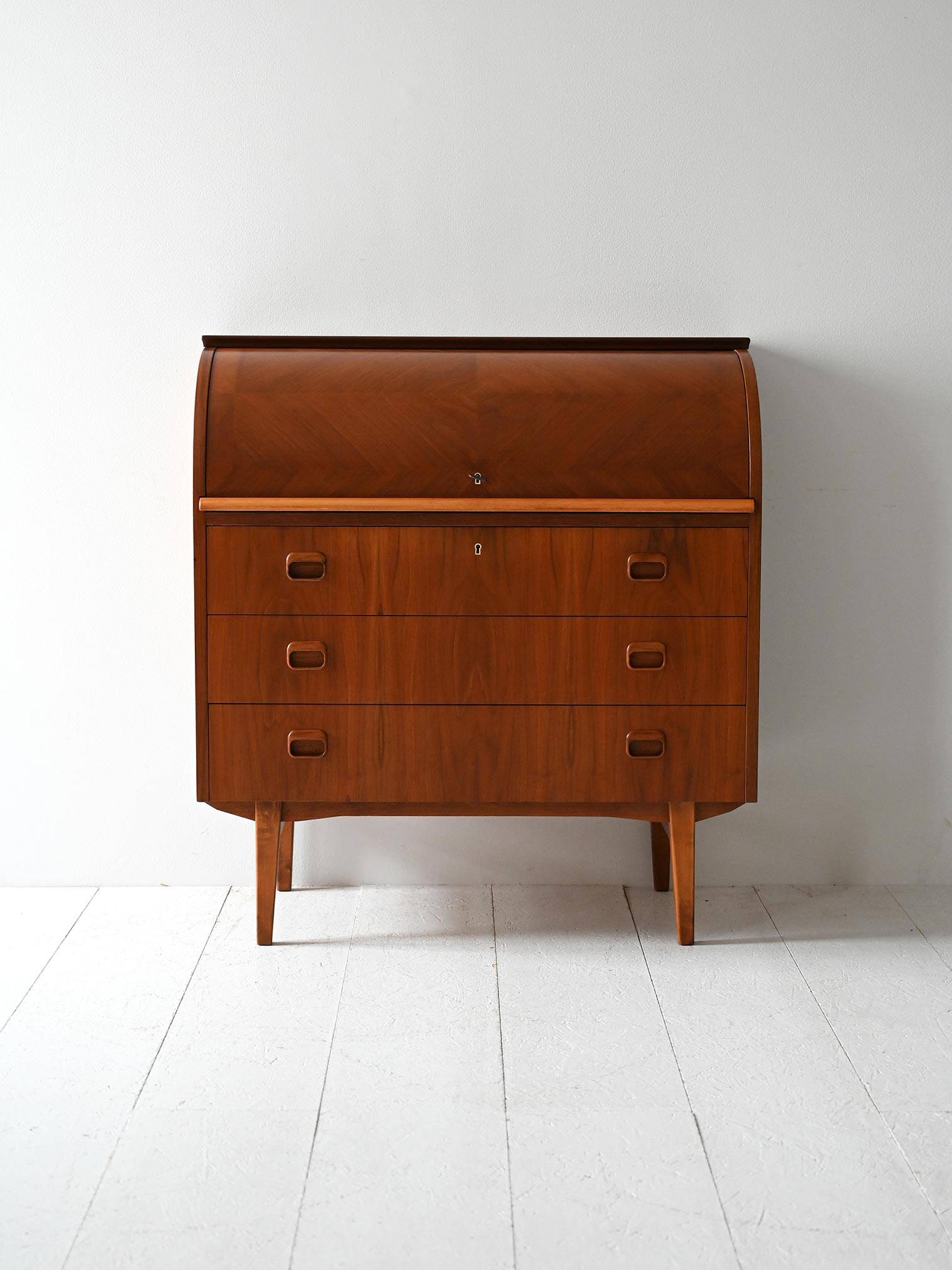 Bureau Secrétaire Vintage Scandinave en Teck