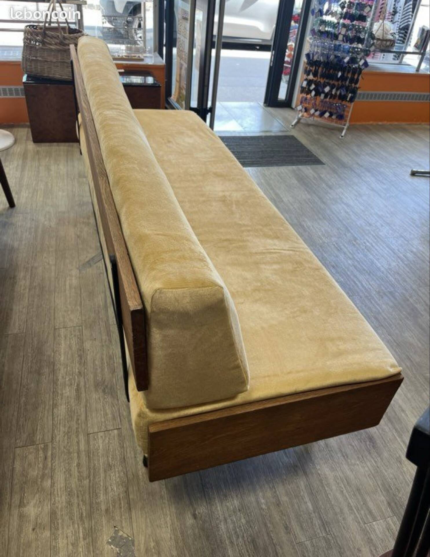 Daybed or Scandinavian bench in teak and steel from the 1970s.