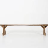 French Antique primitive wooden bench with nice patina