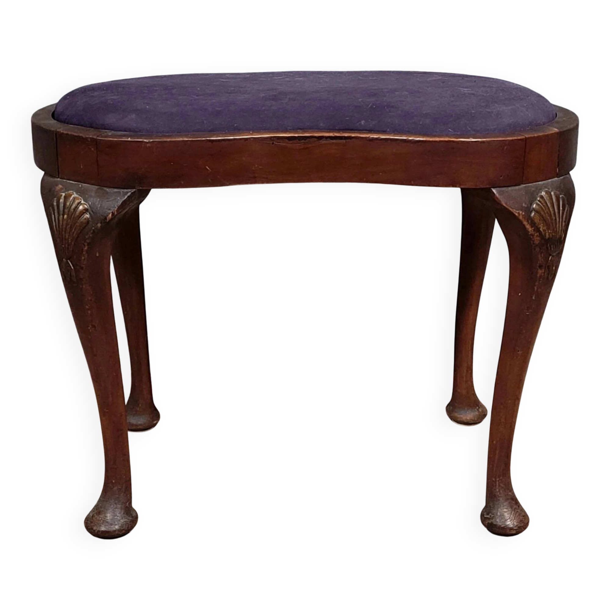 Tabouret de piano Anglais de style Louis XV en acajou de forme haricot