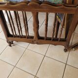 2 beds and a vintage bedside table in solid cherry wood