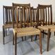 8 wooden chairs with woven rope, 1950s