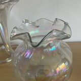 Series of 3 vintage vases in iridescent glass paste