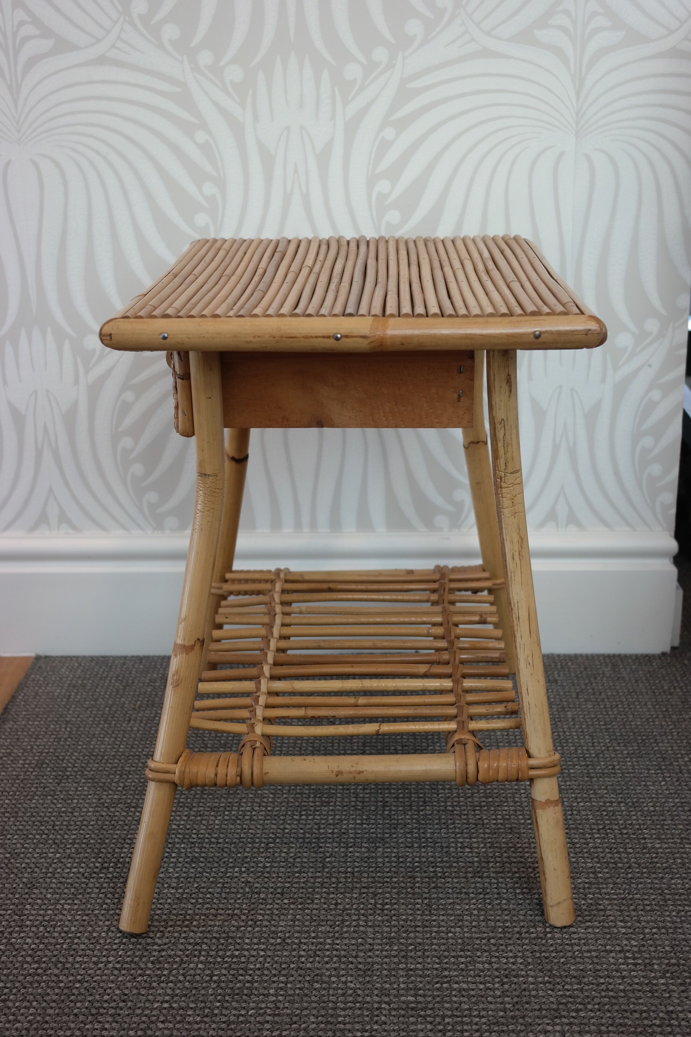Vintage rattan bedside table
