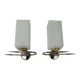 Pair of 1950s wall lights in brass and opaline tulips, Lunel Arlus