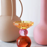 Colored glass candle holder