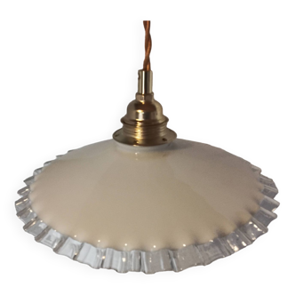 Vintage white opaline and lace pendant light