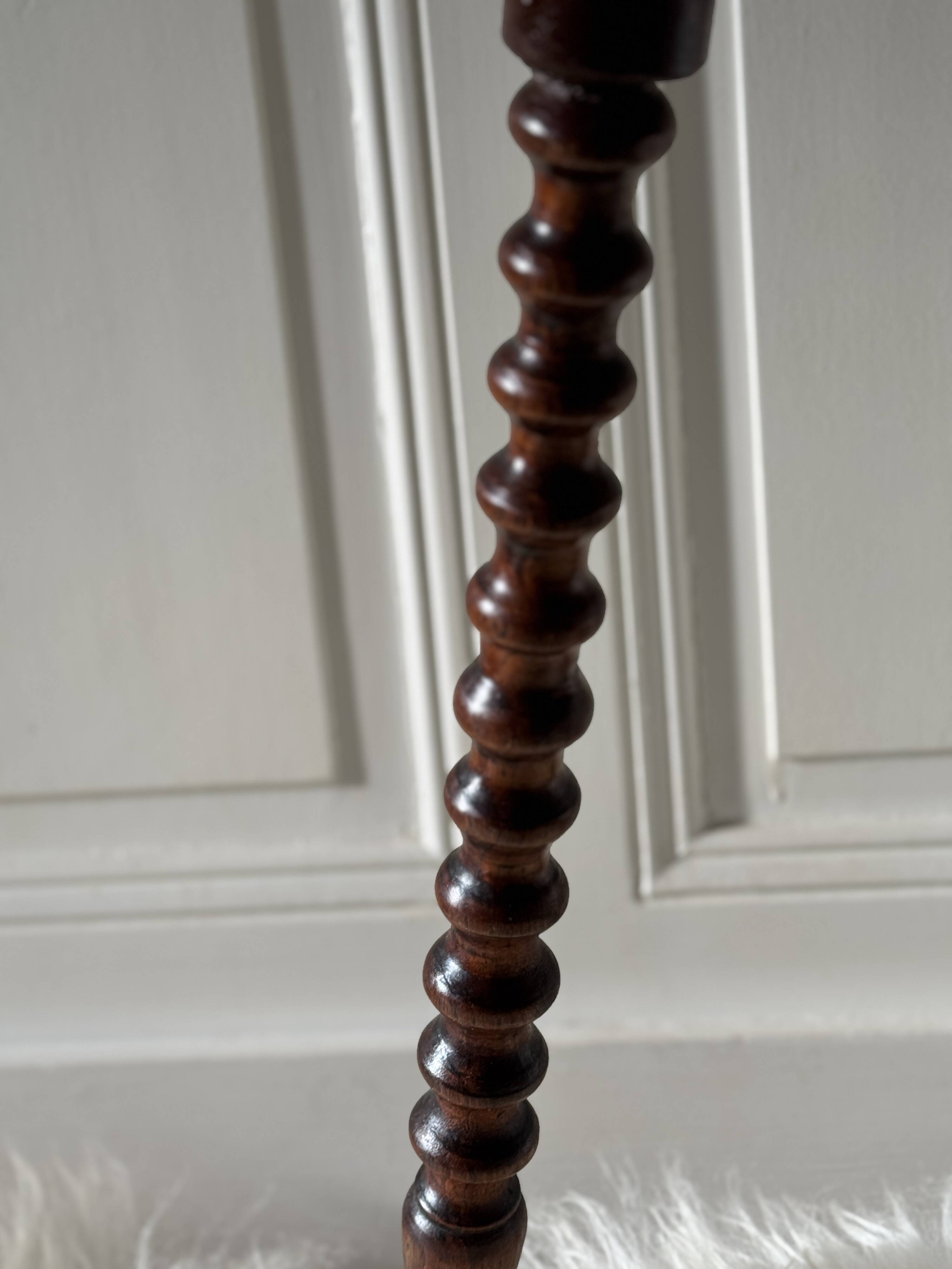 turned wooden side table
