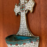 Ancient bronze and cloisonné enamel holy water font