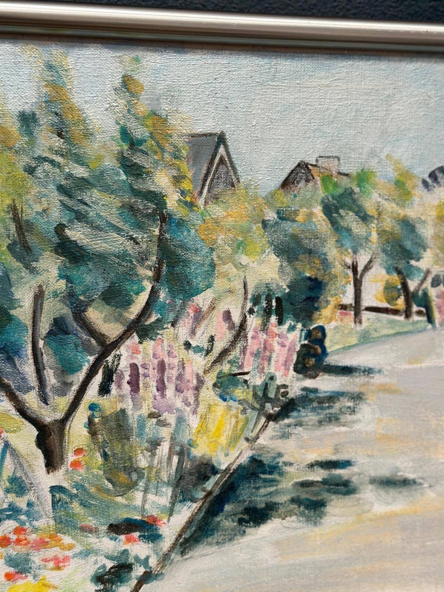 Original Swedish Oil On Canvas – “Landscape” By Lena Jenny Malmajo – Dated 2000 – Vintage & Framed