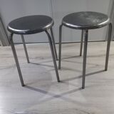 Pair of Industrial Stools in Raw Metal