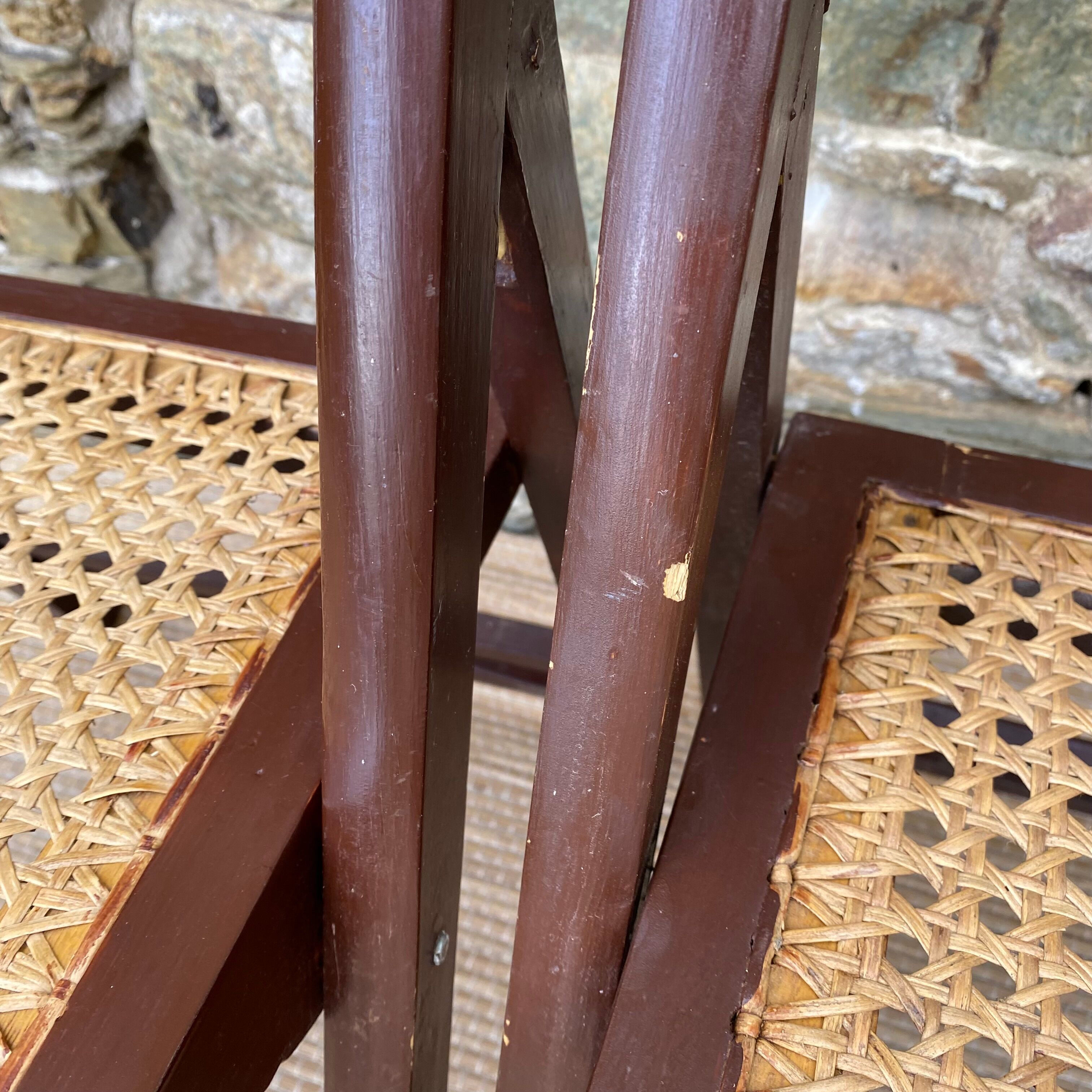 Vintage folding chairs wood and canning