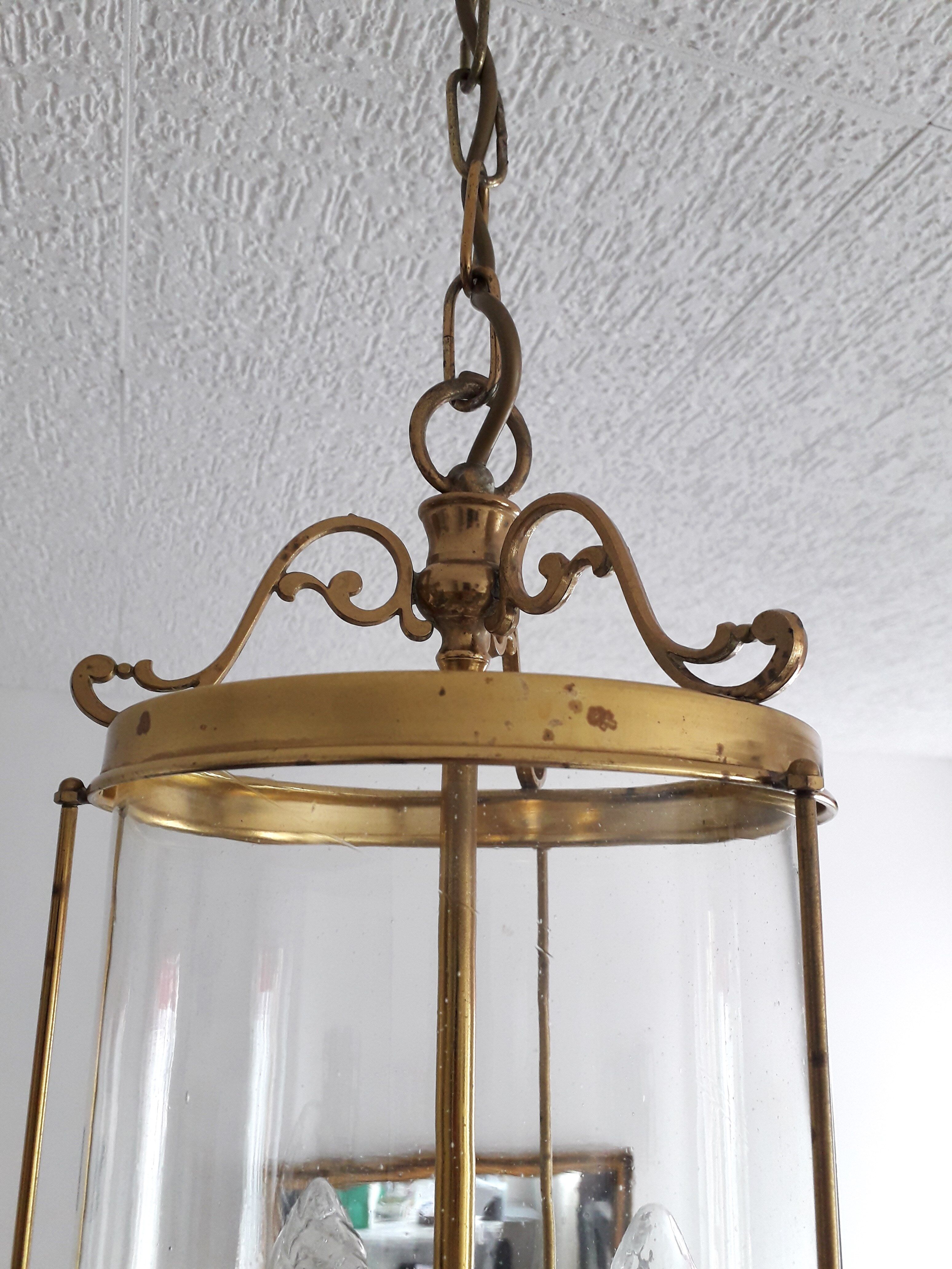 Old entrance hall lantern - 3 fires - convex glass - 50s