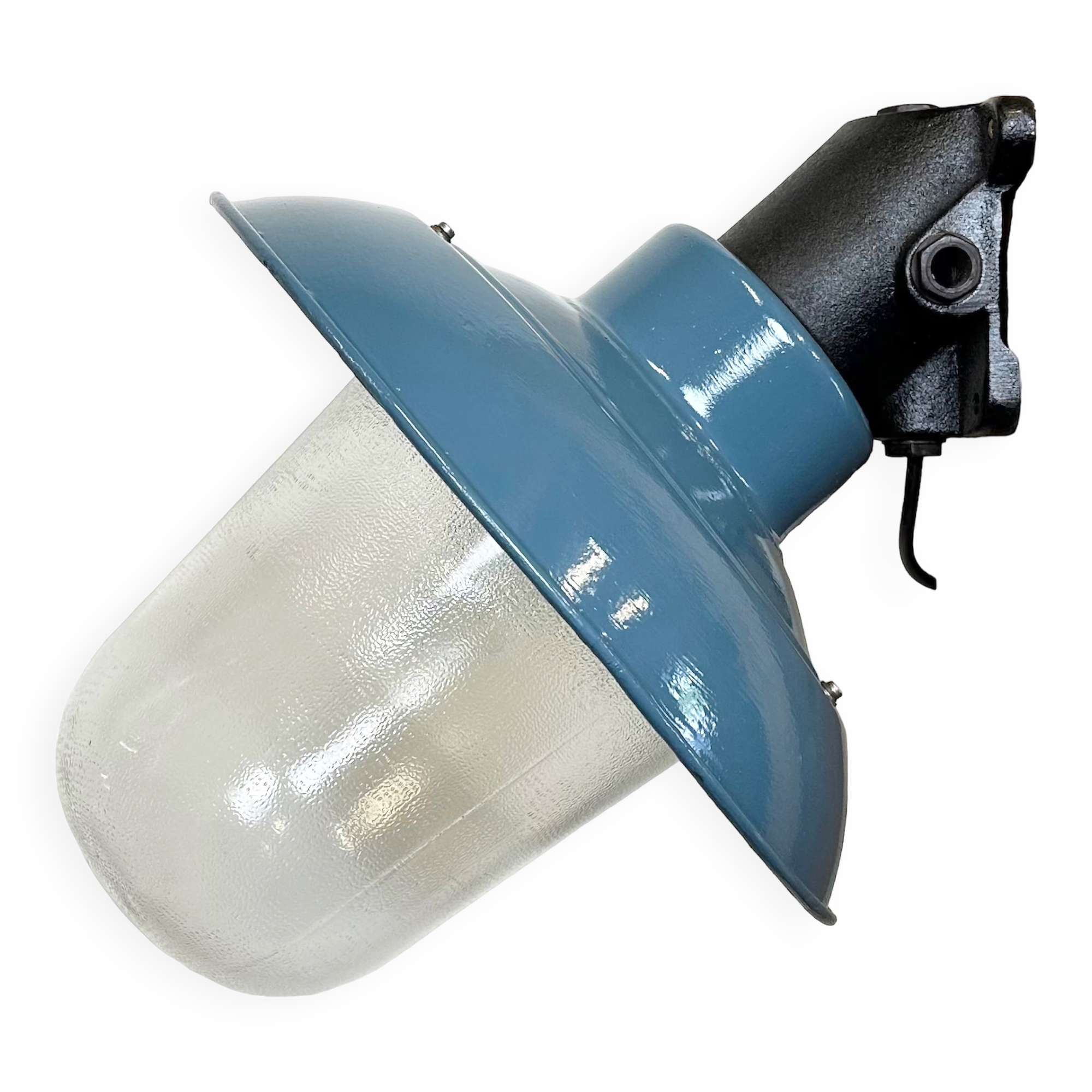 Industrial Blue Painted Factory Lamp Wall Light from Elektrosvit, 1960s