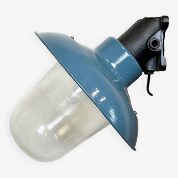 Industrial Blue Painted Factory Lamp Wall Light from Elektrosvit, 1960s