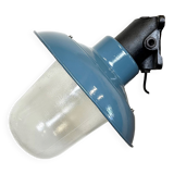 Industrial Blue Painted Factory Lamp Wall Light from Elektrosvit, 1960s