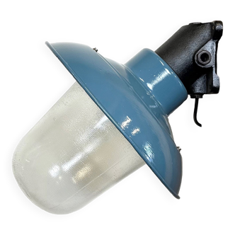 Industrial Blue Painted Factory Lamp Wall Light from Elektrosvit, 1960s