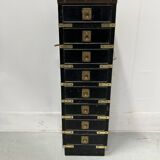 20th Century Black Wooden Cabinet with Eight Small Drawers