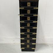 Meuble a huit petits tiroirs en bois noir XX Siècle