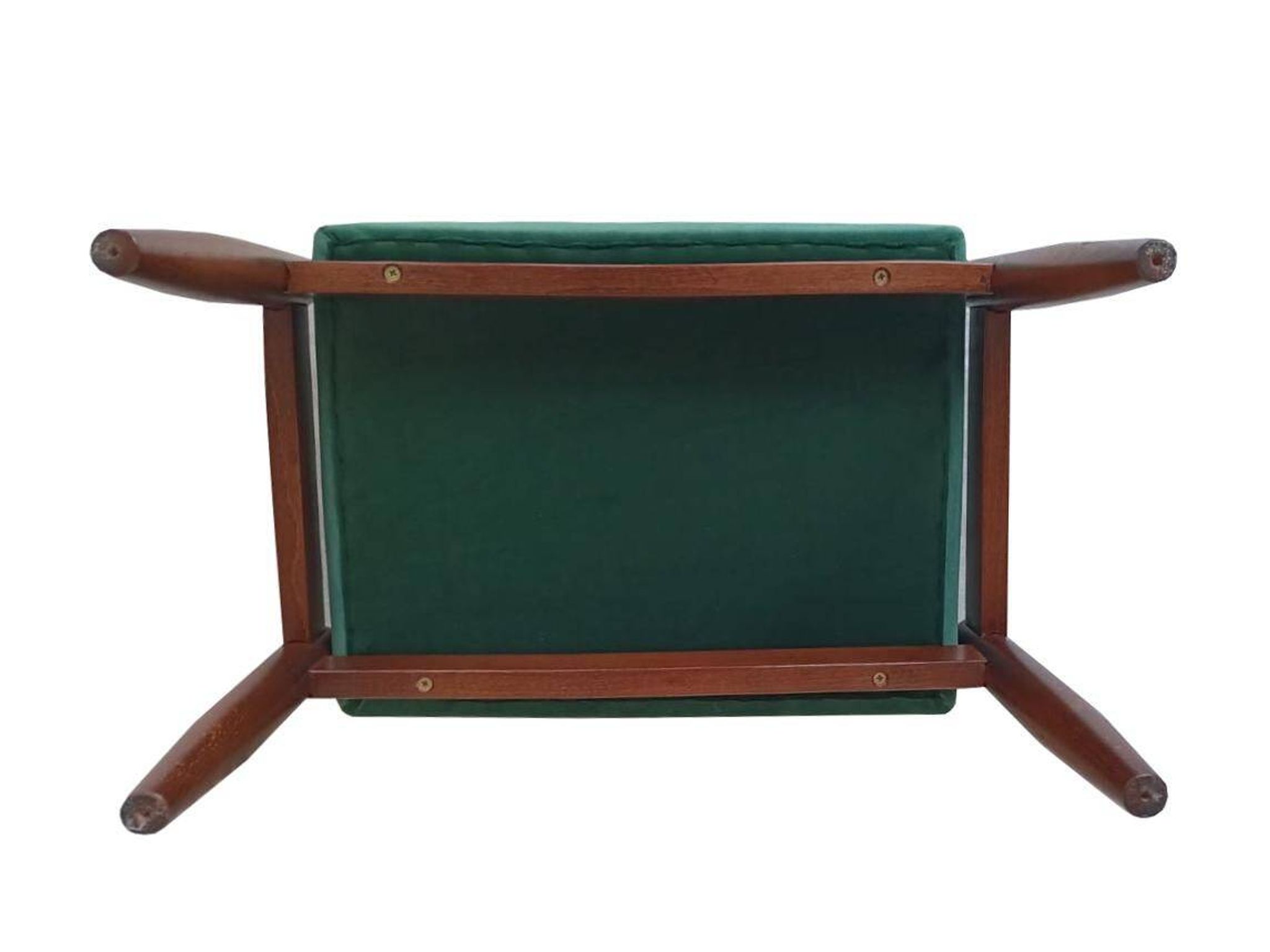 Pair of vintage green velvet stools, mid-century, Edmund Homa, 1960s