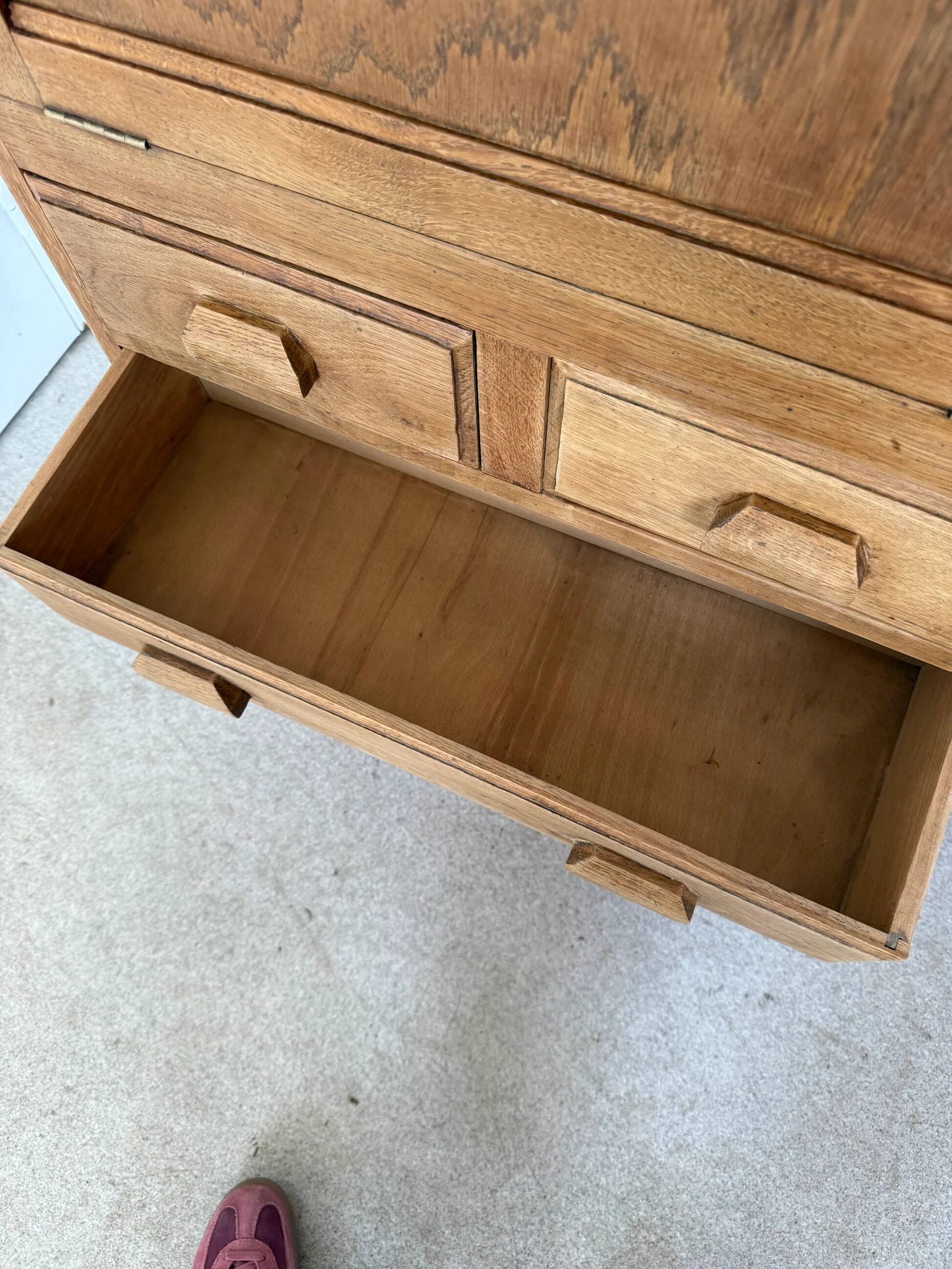 Vintage wooden secretary desk in the style of a professional piece of furniture