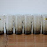 6 high smoked glasses vintage luminarc