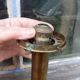 Brass candlestick and DHR system glass boat dinner lamp