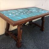 Old green ceramic coffee table from Cazaux