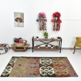 Red Blue Geometric Kilim Rug 112x207Cm SK 35319