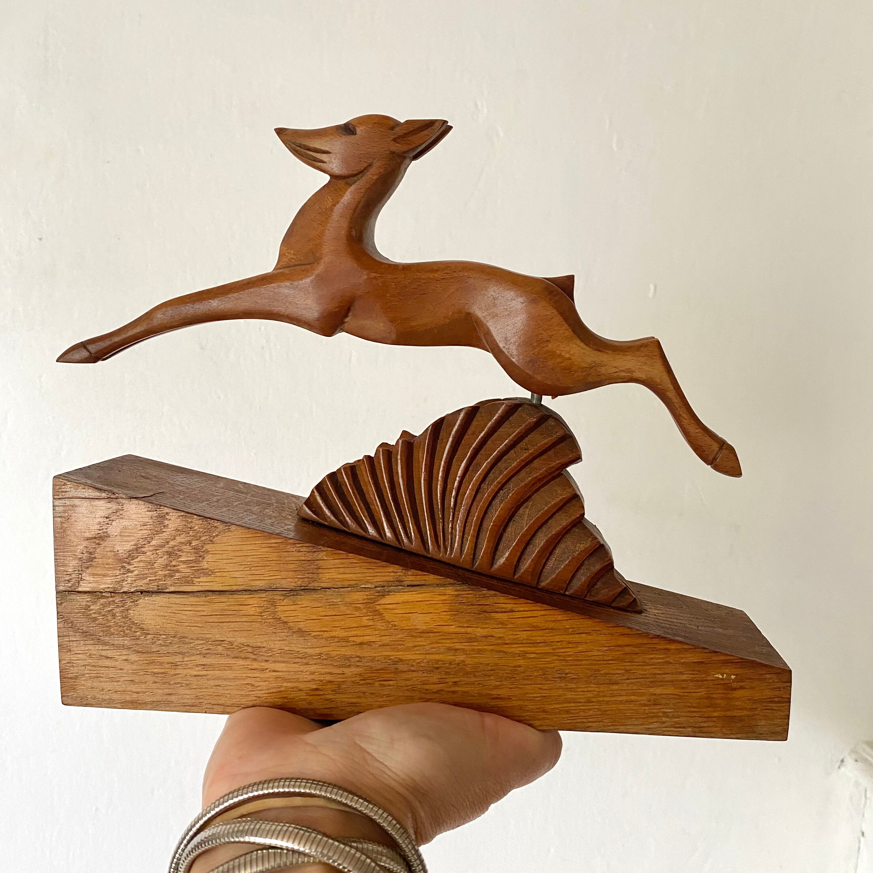 Pair of art deco doe bookends