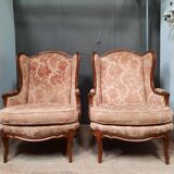 Pair of Louis XV style wing chairs