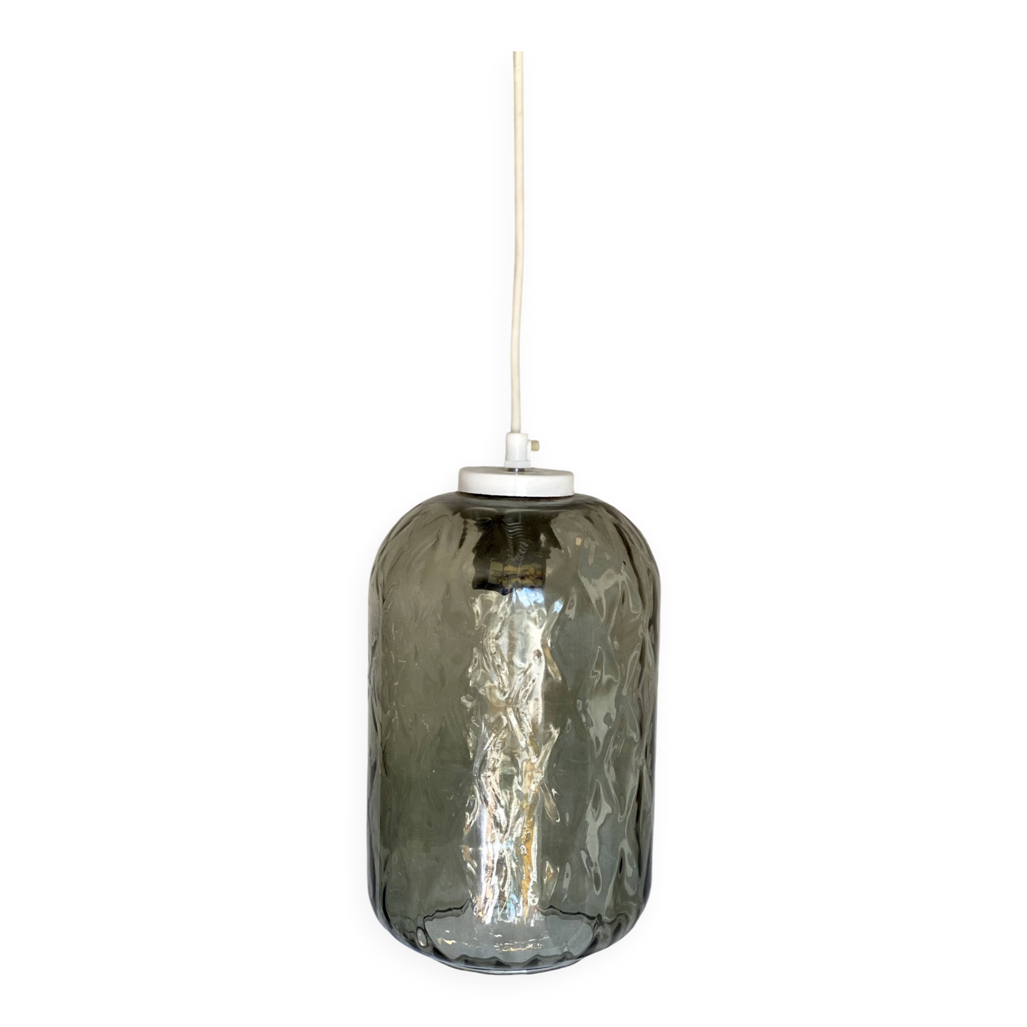 Vintage 1970 Murano glass cylindrical pendant light