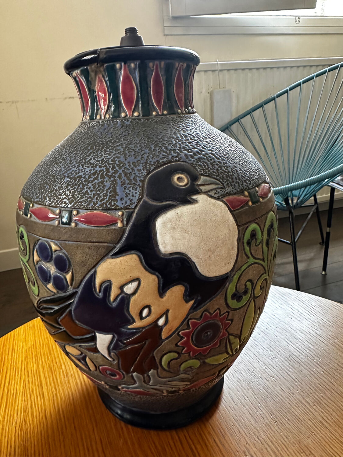 Amphora lamp vase Czechoslovakia Art Deco H 30 cm