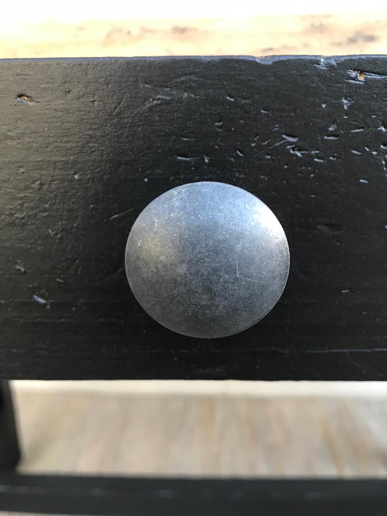 Old farm dining table, solid wood and black foot