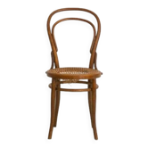 Chaise bistrot avec accoudoirs en bois cintré et assise en cannage