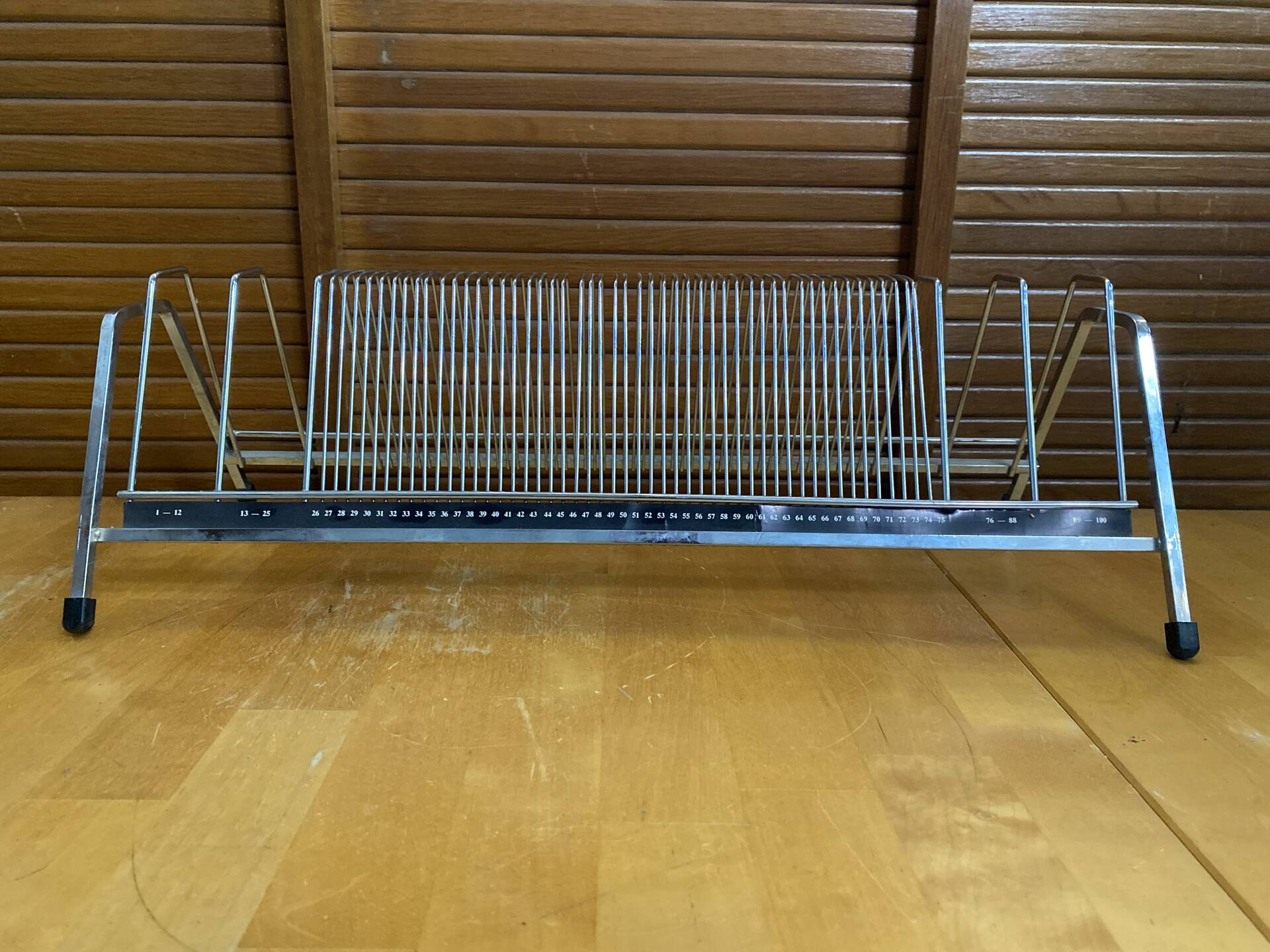 Vintage 1970s Chrome Metal Vinyl Record Holder with 100 Slots