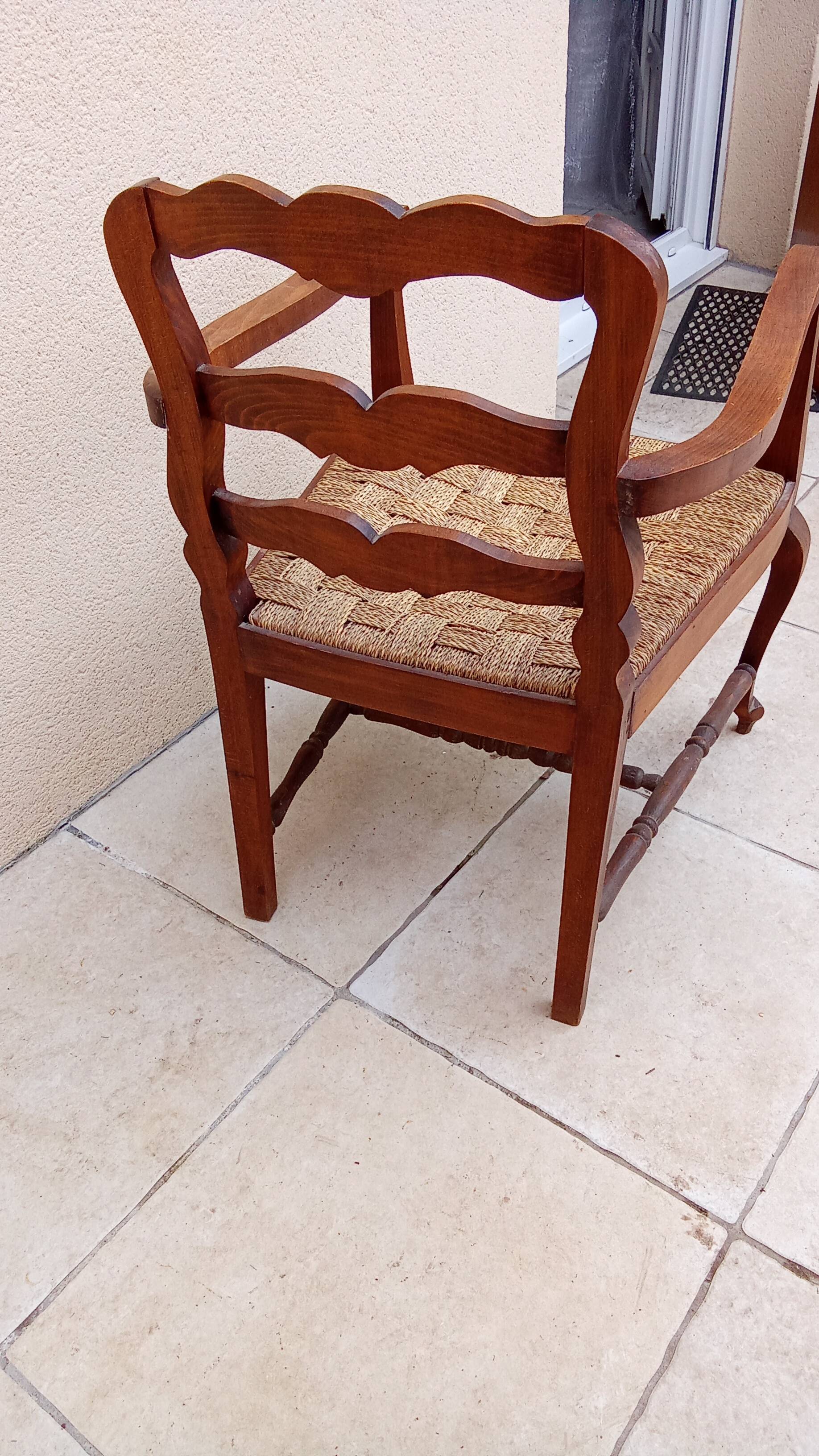 Antique Louis Philippe armchair with vintage rope seat