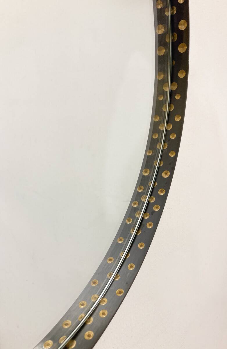 Mid-Century Modern Brass and Steel Drop-Shaped Mirror, Italy, 1970s