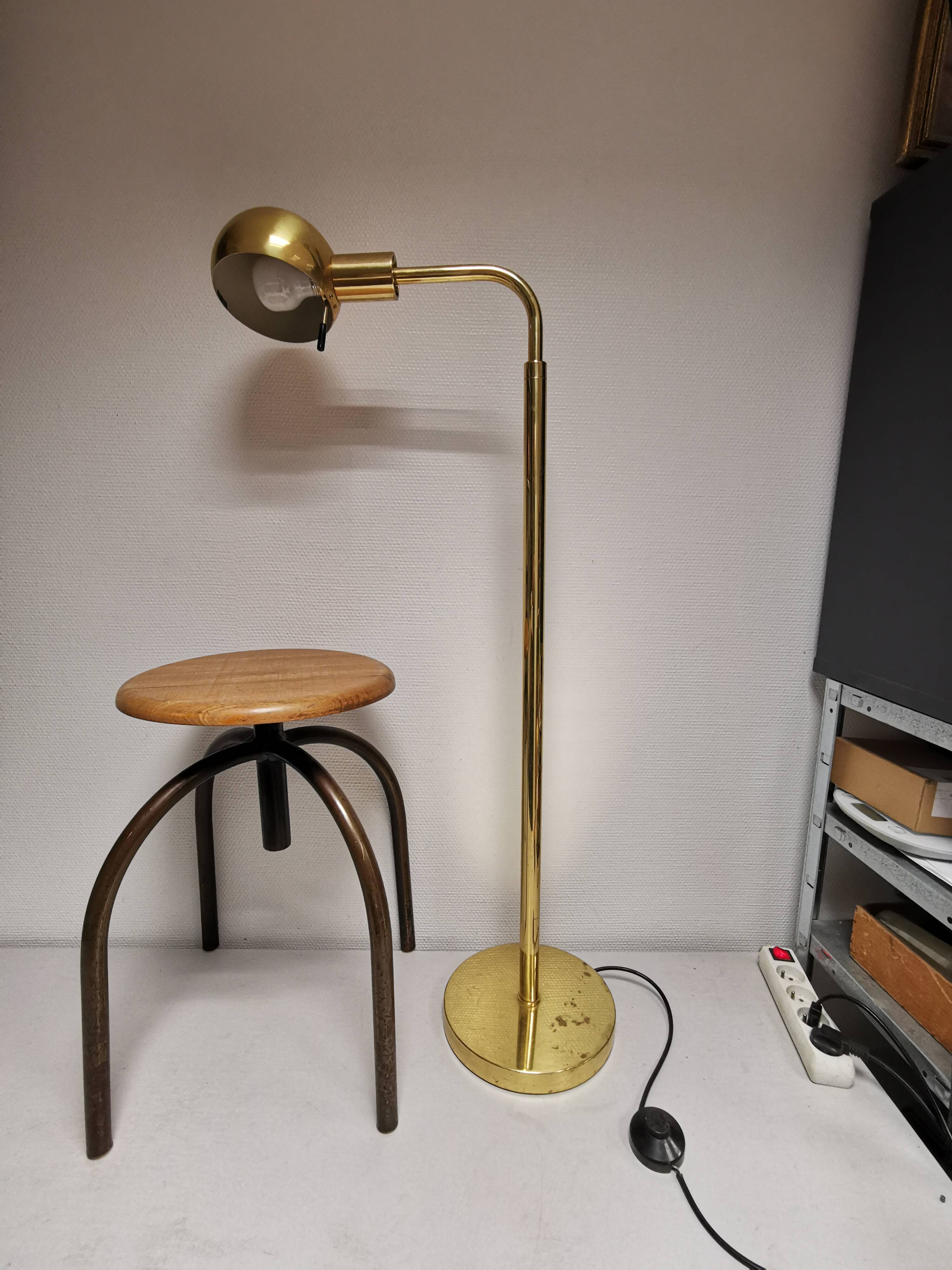 Adjustable brass floor lamp by Metalarte for Hansen, Spain, 1960s