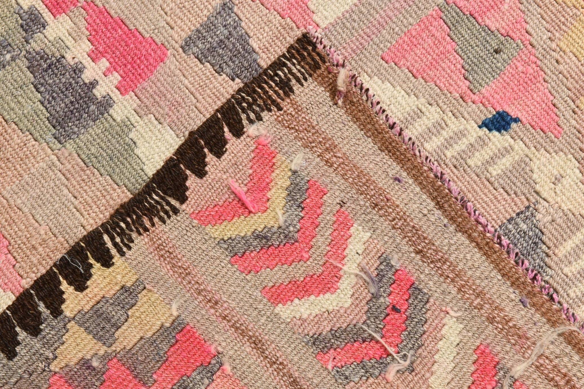 Pink & Navy Blue. Turkish Runner Rug, 90x350Cm