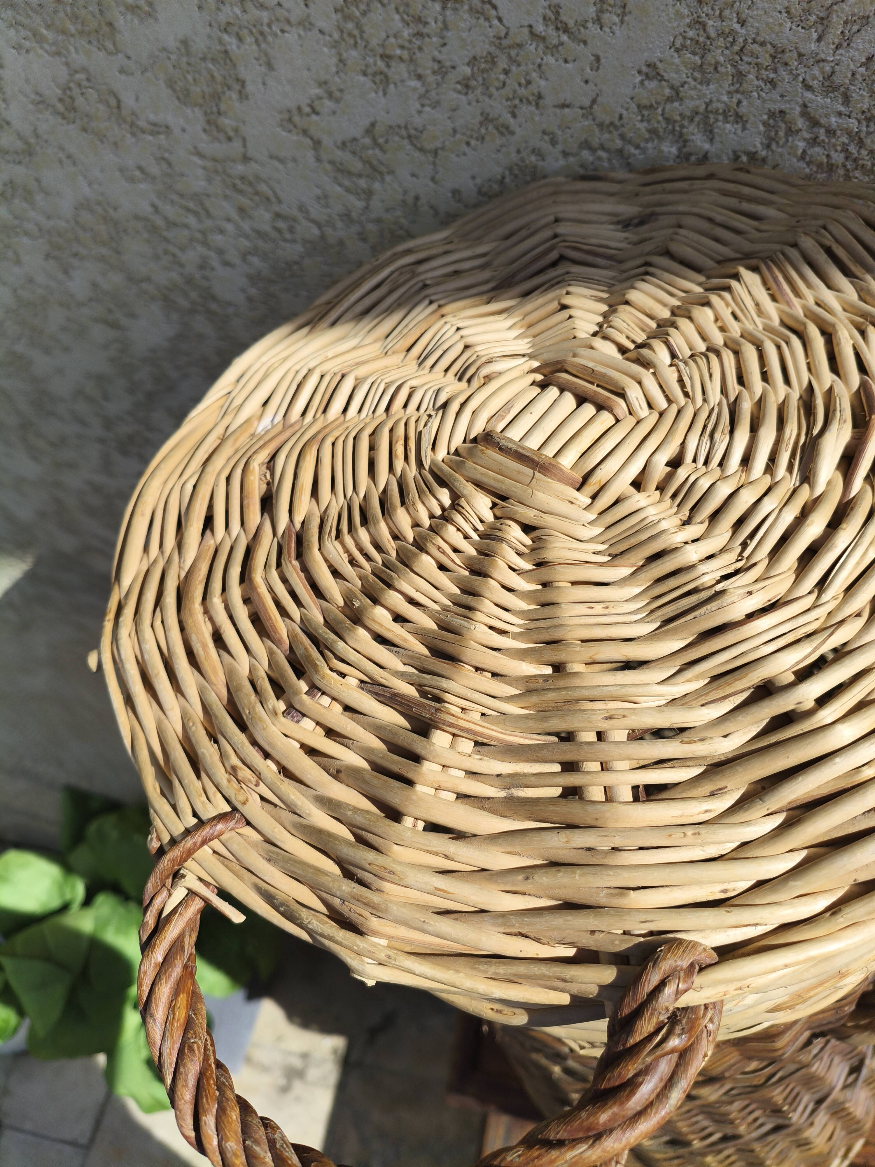 Large Two-Tone Wicker Basket