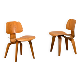 Charles and Ray Eames Early DCW Ash Plywood Dining Chairs for Herman Miller